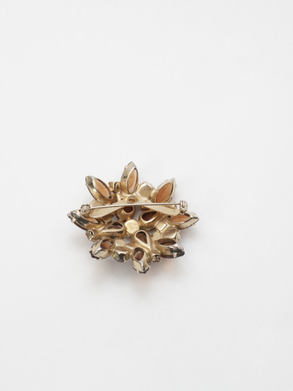 Vintage Mid-Century Rhinestone Brooch Pin – Juliana D&E Amber Stones - Picture 4 of 4